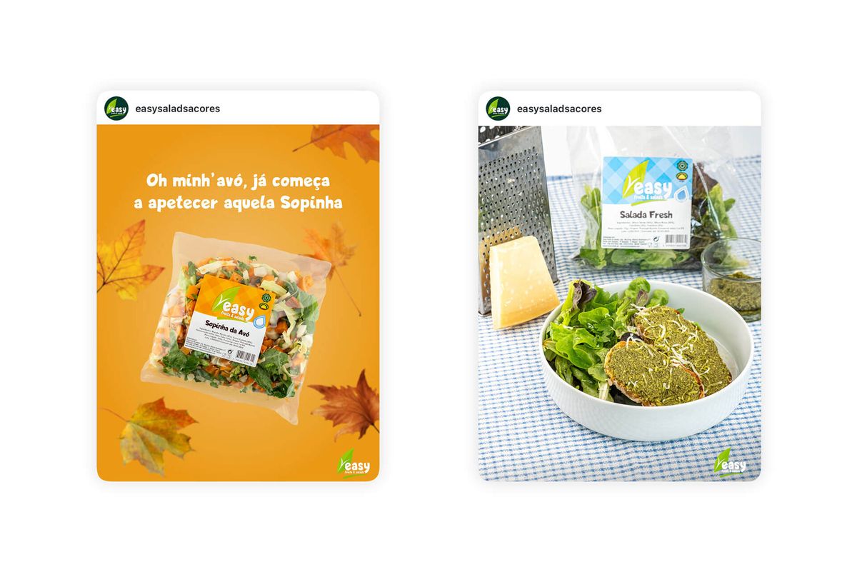 Publicação criativa da Easy Salads, design gráfico