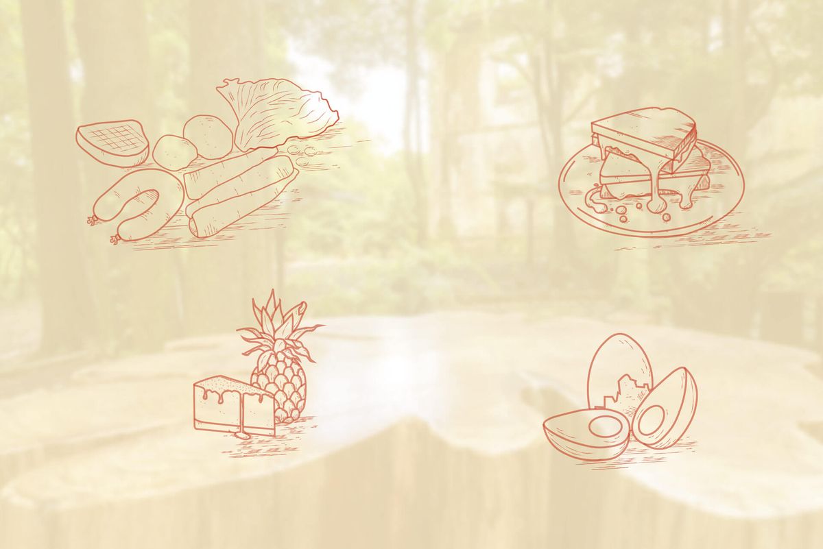 Ilustrações personalizadas para o restaurante Volcanic Foods